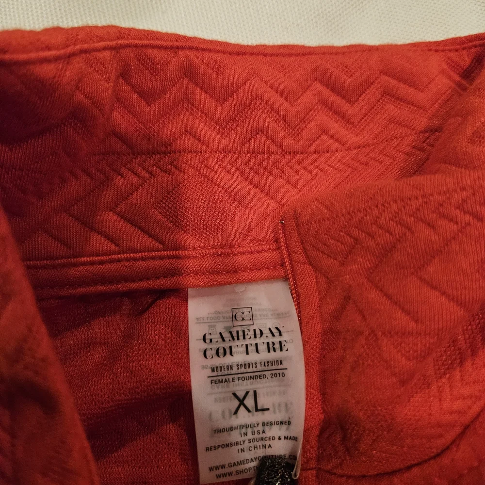 Women's Red Quarter-Zip Sweatshirt - Picture 4 of 5